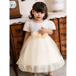 StyleCast Girls Champagne Embellished Sequined Detail Net Fit & Flare Dress-picture-22