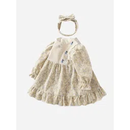 StyleCast Girls Floral Print Round Neck Long Sleeves Knee Length A Line Dress-picture-35