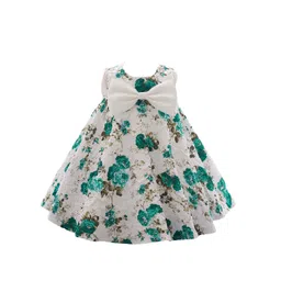 StyleCast Girls Green & White Floral Print Bow Detail A-Line Dress-picture-43