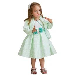 StyleCast Girls Green Self Design Applique Fit & Flare Dress With Shrug-picture-40
