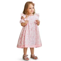 StyleCast Girls Pink & White Floral Print Cape Sleeve A-Line Mini Dress-picture-21