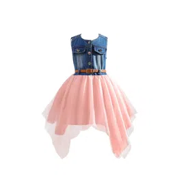 StyleCast Girls Pink Asymmetric Cotton Fit and Flare Midi Dress-picture-42