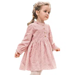 StyleCast Girls Pink Floral Printed Gathered Cotton Fit & Flare Dress-picture-46