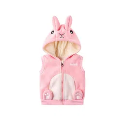 StyleCast Girls Pink Printed Hooded Sleeveless Jacket-picture-32