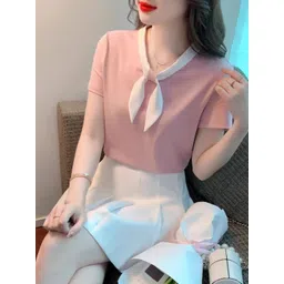 StyleCast Girls Pink Tie-Up Neck Top-picture-50