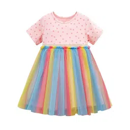 StyleCast Girls Polka Dot Print Cotton Fit and Flare T-shirt Dress-picture-53