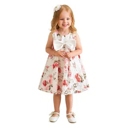 StyleCast Girls White & Pink Floral Printed Bow A-Line Dress-picture-19