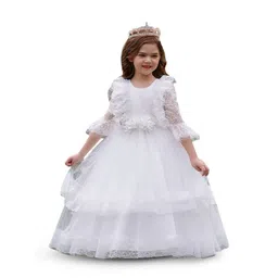 StyleCast Girls White Self Design Maxi Dress-picture-31