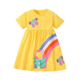 StyleCast Girls Yellow Conversational Printed Cotton A-Line Dress-picture-57