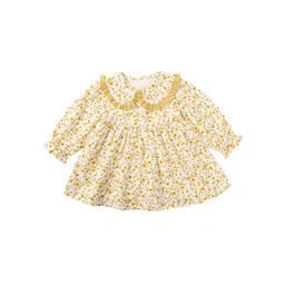 StyleCast Girls Yellow Floral Printed Cotton Fit & Flare Dress-picture-15