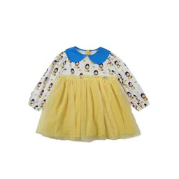 StyleCast Girls Yellow Snow White Printed Gathered Cotton Fit & Flare Dress-picture-51