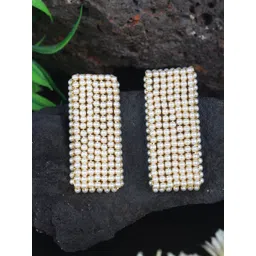 StyleCast Gold-Plated Pearls Studded Geometric Shaped Studs-picture-14
