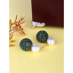 StyleCast Gold-Plated Rhinestone Studded & Artificial Beaded Spherical Studs-picture-40