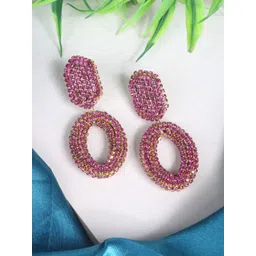 StyleCast Gold-Plated Rhinestone Studded Contemporary Drop Earrings-picture-42