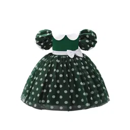 StyleCast Green Girls Polka Dot Printed Peter Pan Collar Puff Sleeves Balloon Mini Dress-picture-28