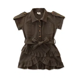 StyleCast Green Girls Shirt Collar Fit & Flare Tie-Ups Shirt Mini Dress-picture-37