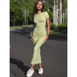 StyleCast Green Self Design Bodycon Midi Dress-picture-20