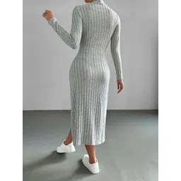 StyleCast Grey Mock Neck A-Line Midi Dress image 4