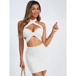 StyleCast Halter Neck Cut-Out Ruched Bodycon Mini Dress-picture-25