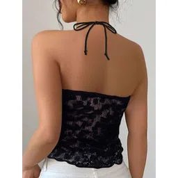 StyleCast Halter Neck Net Tank Crop Top image 2