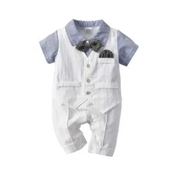 StyleCast Infant Boys Blue Striped Cotton Rompers-picture-28