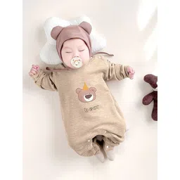 StyleCast Infant Boys Khaki Graphic Printed Cotton Rompers-picture-33