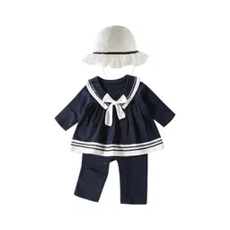 StyleCast Infant Girls Blue Cotton Rompers With Cap-picture-38