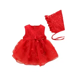 StyleCast Infant Girls Red Floral Embroidered Fit & Flare Dress-picture-11