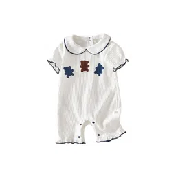 StyleCast Infant Girls White Striped Peter Pan Collar Cotton Rompers-picture-26