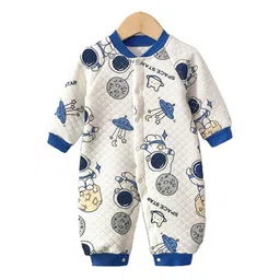 StyleCast Infants Boys Blue & White Conversational Printed Rompers-picture-27