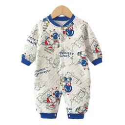 StyleCast Infants Boys Blue & White Conversational Printed Rompers-picture-24