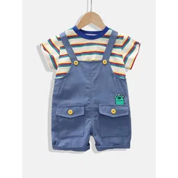 StyleCast Infants Kids Striped Pure Cotton Dungaree With T-Shirt-picture-45