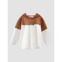 StyleCast Kids Brown Colourblocked Hooded Long Sleeves Insulator Cotton Tailored Jacket-picture-19