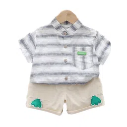 StyleCast Kids Striped Pure Cotton Shirt with Shorts-picture-32