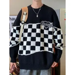 StyleCast Men Checked Monochrome Ribbed Pullover-picture-21