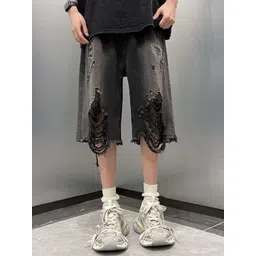 StyleCast Men Distressed Low-Rise Denim Shorts-picture-20