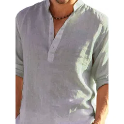 StyleCast Men Mandarin Collar Extended Sleeves Raw Edge T-shirt-picture-14