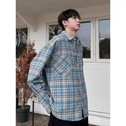 StyleCast Men Oversized Fit Spread Collar Tartan Checked Casual Shirt-picture-25