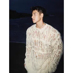 StyleCast Men Self Design Long Sleeves Round Neck Cable Knit Pullover-picture-28