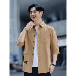 StyleCast Men Solid Spread Collar Cotton Casual Shirt-picture-38