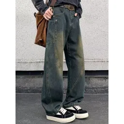 StyleCast Men Solid Wide Leg Low-Rise Washed Light Fade Jeans-picture-16