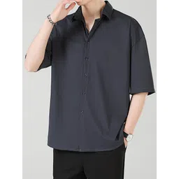 StyleCast Men Spread Collar Solid Cotton Casual Shirt-picture-11