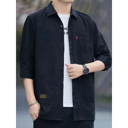 StyleCast Men Spread Collar Solid Cotton Casual Shirt-picture-10