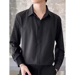StyleCast Men Spread Collar Vertical Striped Formal Shirt-picture-23