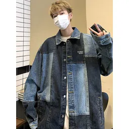 StyleCast Men Stand Collar Colourblocked Denim Jacket-picture-19