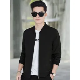 StyleCast Men Stand Collar Solid Bomber Jacket-picture-33
