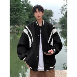 StyleCast Men Stand Collar Striped Casual Bomber Jacket-picture-39