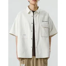 StyleCast Men Standard Oversized Fit Spread Collar Solid Casual Shirt-picture-40