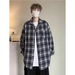 StyleCast Men Standard Oversized Fit Spread Collar Tartan Checked Cotton Casual Shirt-picture-19