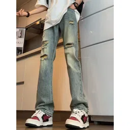 StyleCast Men Straight Fit Highly Distressed Light Fade Jeans-picture-12